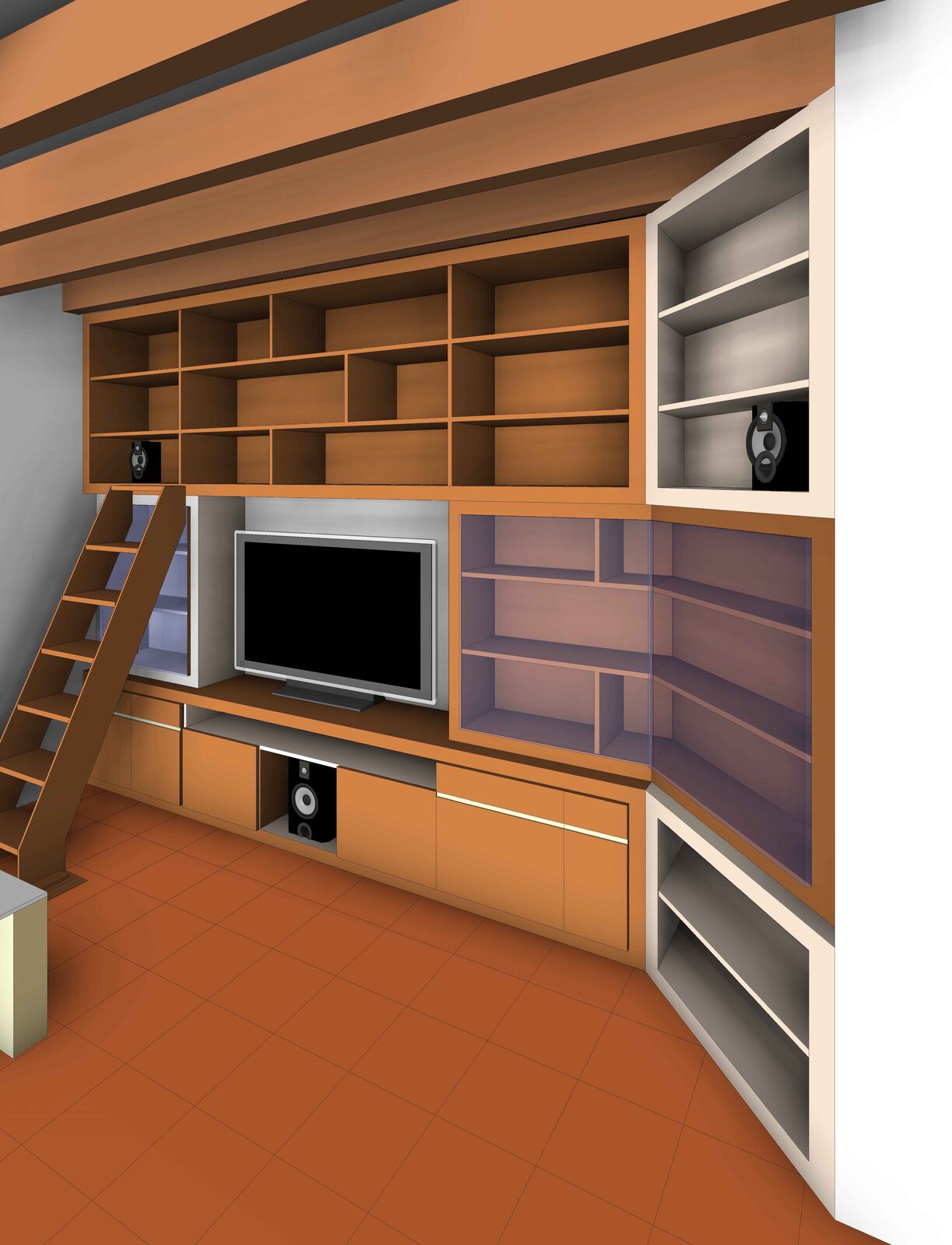 Meuble audio-vidéo et bibliothèque à Sailly-sur-la-Lys