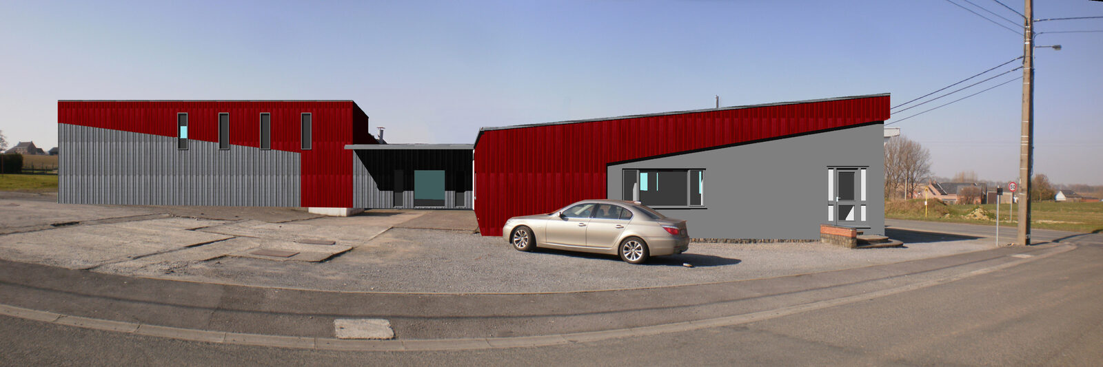 Transformation et extension d'une salle polyvalente de 752 m² à Hacquegnies