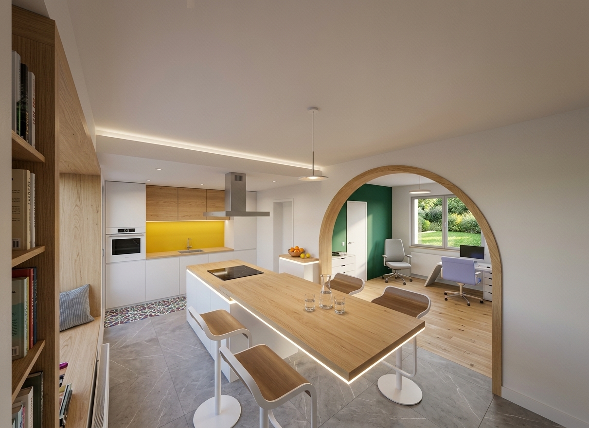 Réaménagement d'une maison mitoyenne de 78 m² à Harnes